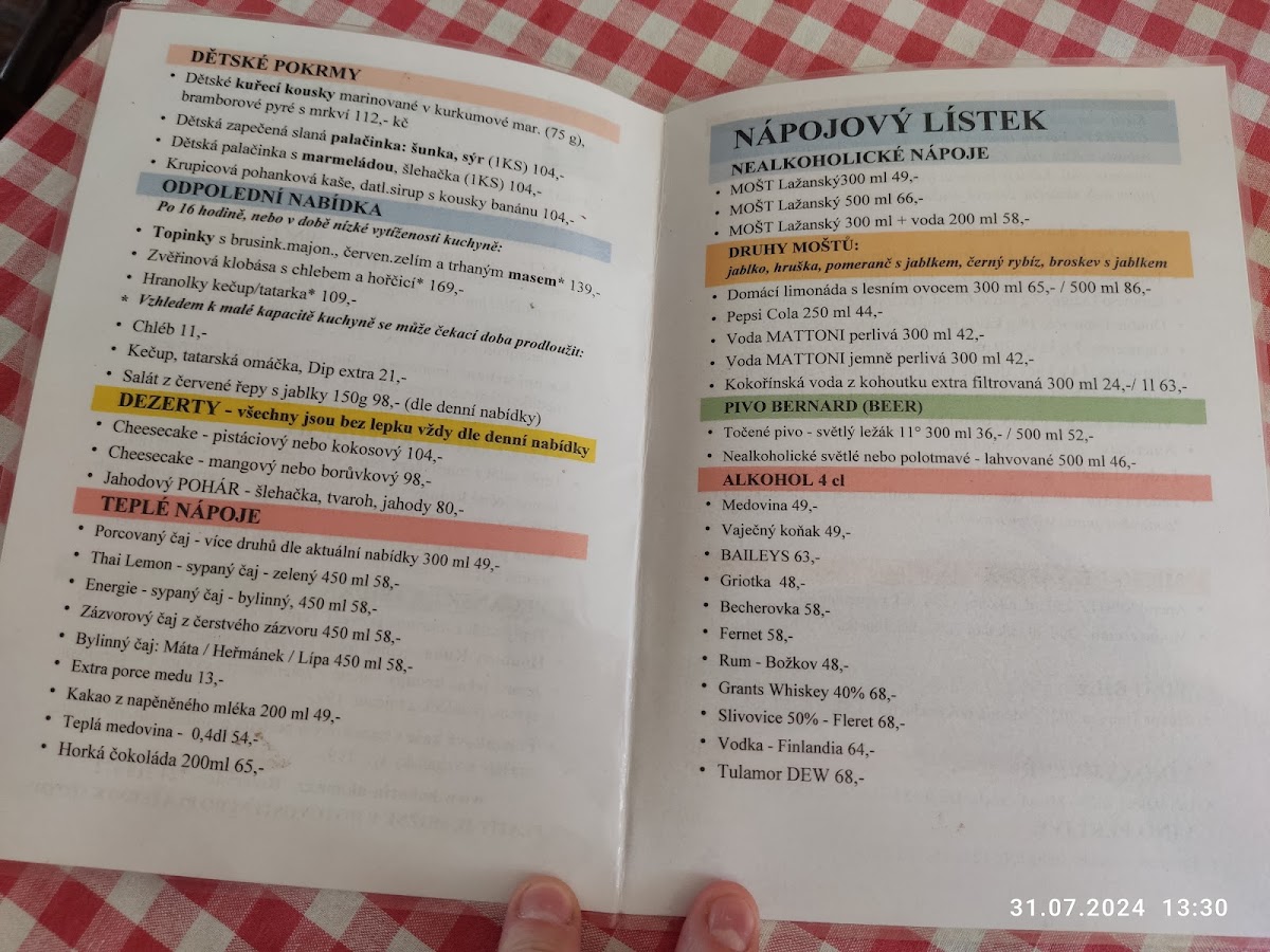 Menu U Kone - Restaurace S Cukrarnou-4