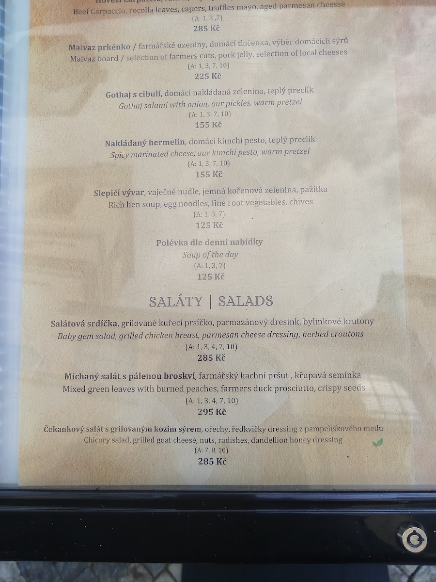 Menu U Malvaze - Czech Restaurant-1