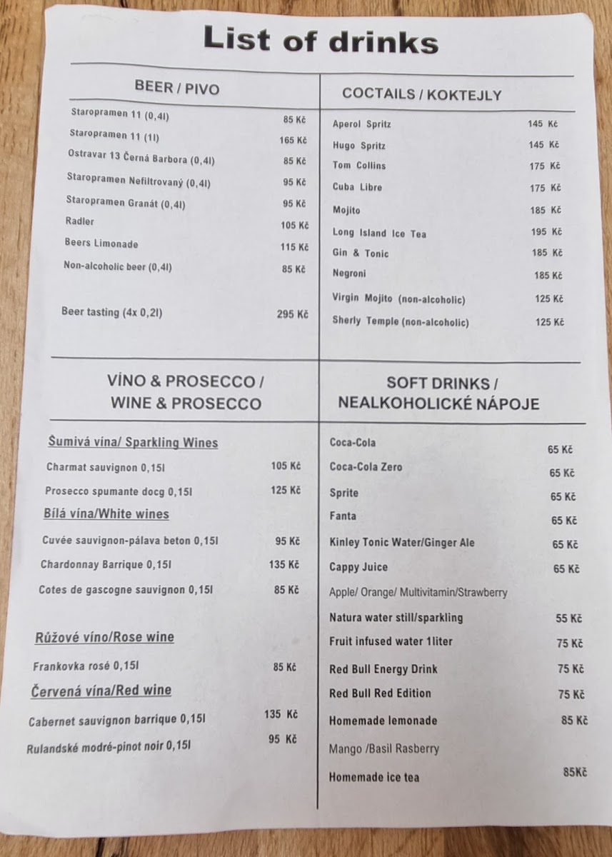 Menu U Malvaze - Czech Restaurant-2
