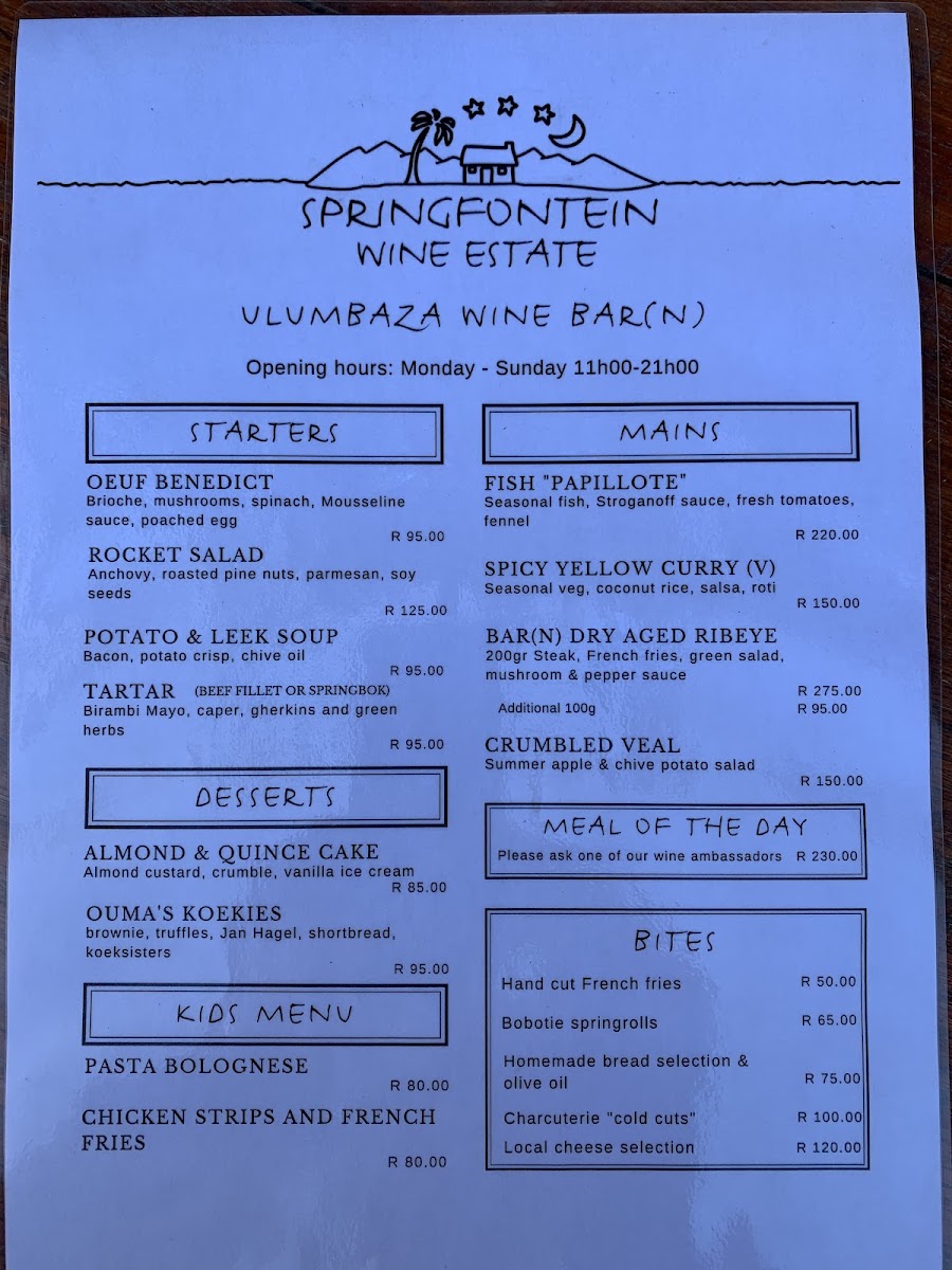 Menu Ulumbaza Wine Bar(N) @ Springfontein Wine Estate-2