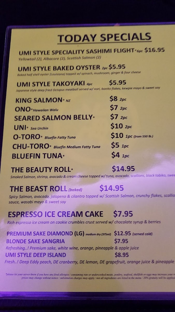 Menu Umi Sushi Bar & Grill-10