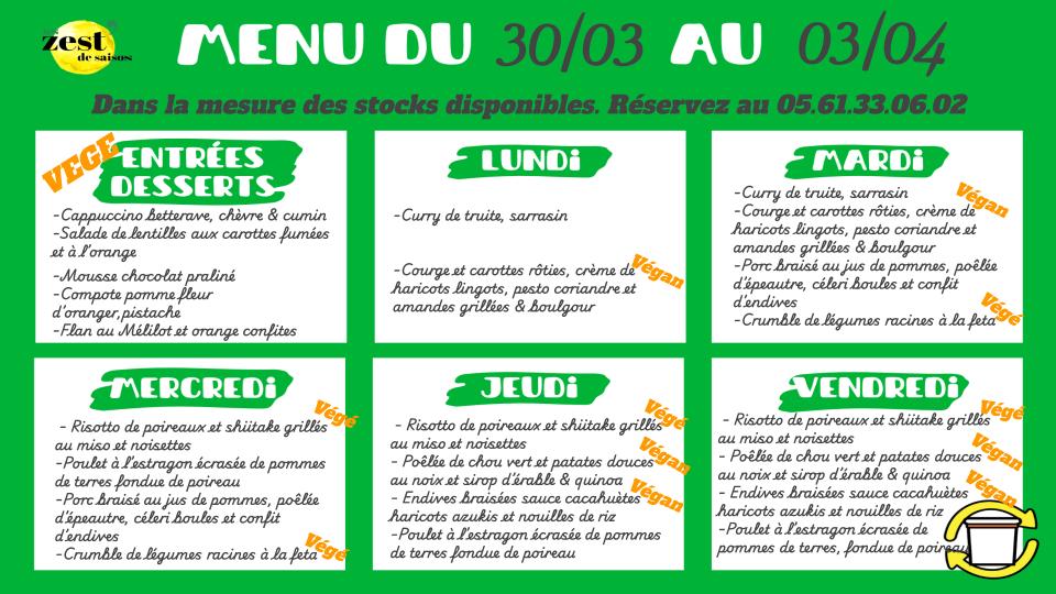 Menu Un Zest' De Saison-2