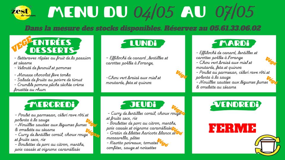Menu Un Zest' De Saison-4