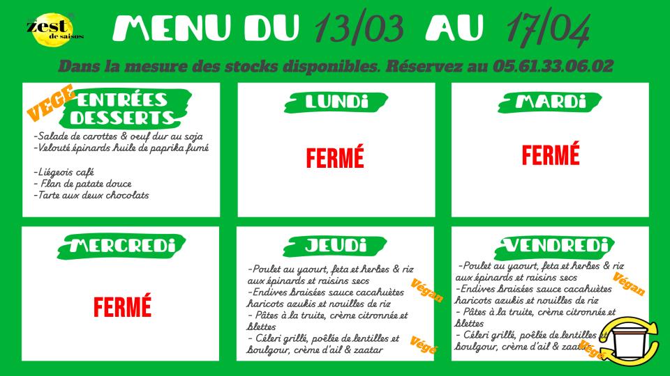 Menu Un Zest' De Saison-6