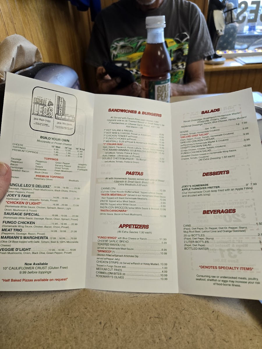 Menu Uncle Leo's Pizza-1