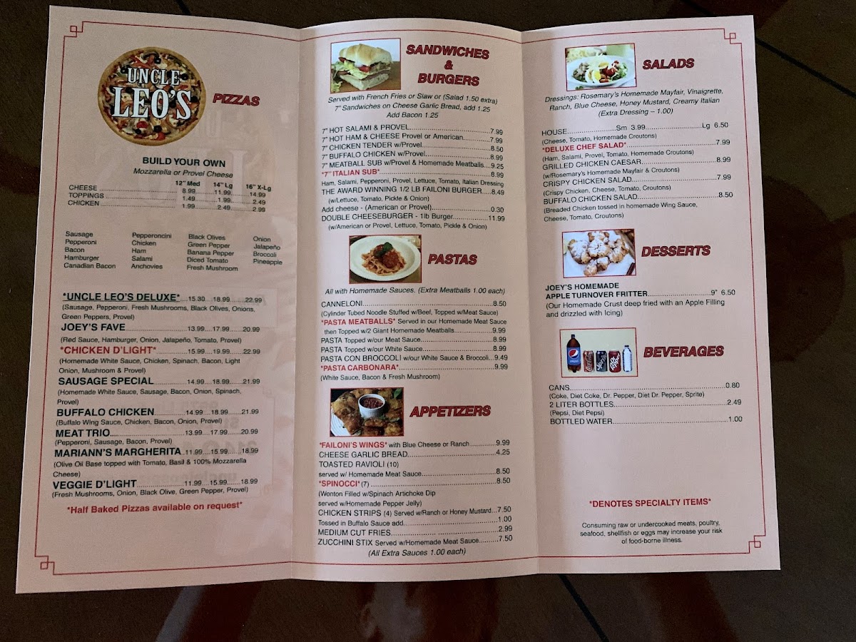 Menu Uncle Leo's Pizza-2