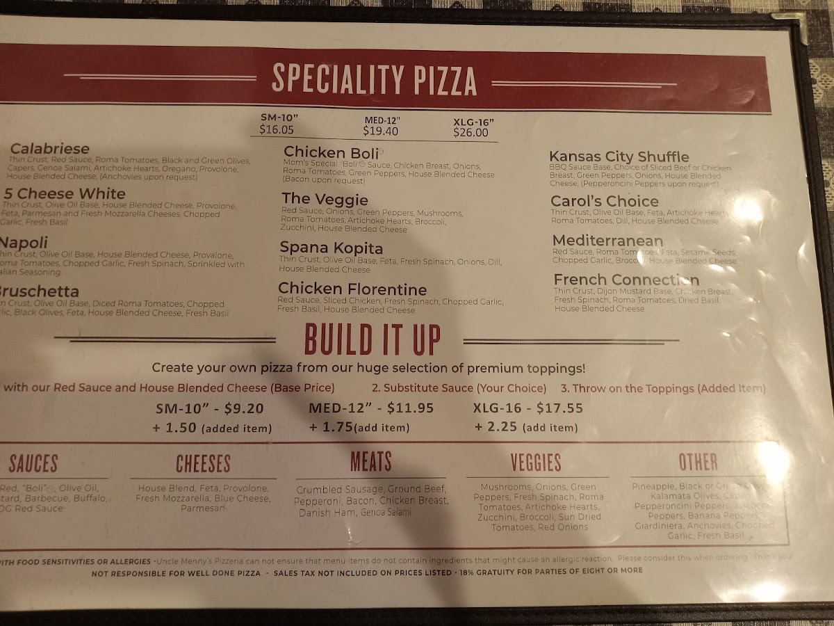 Menu Uncle Menny's Original Greek's Pizzeria-2