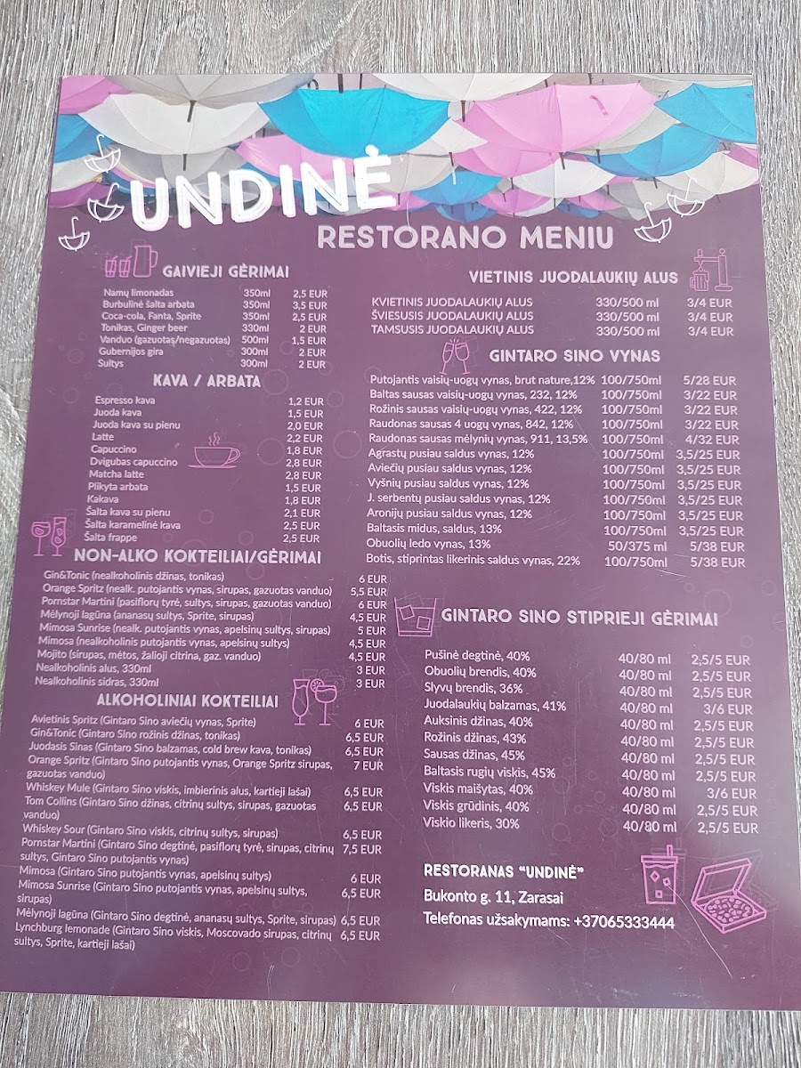 Menu Undinė-8