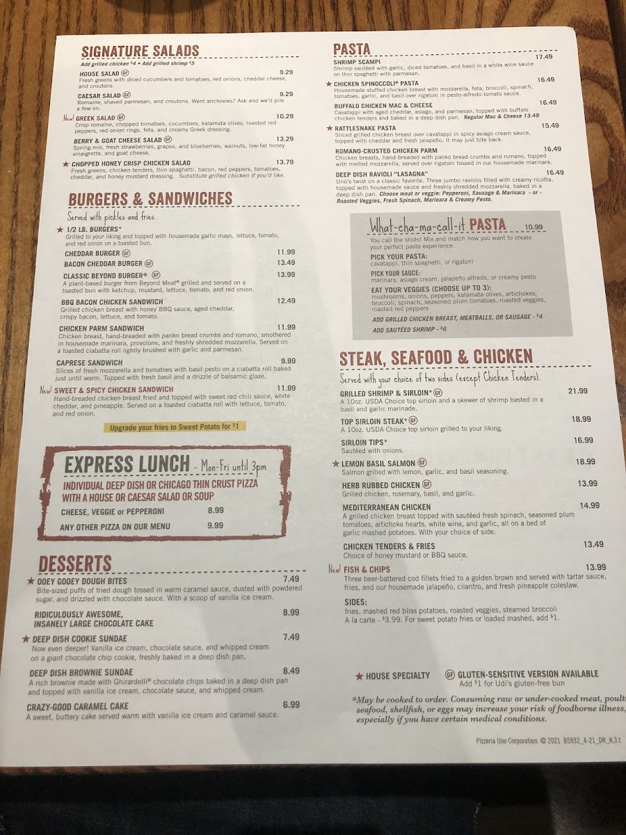 Menu Uno Pizzeria & Grill-8