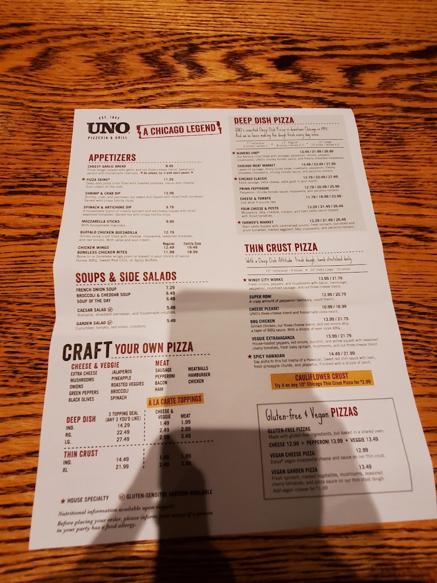 Menu Uno Pizzeria & Grill-9