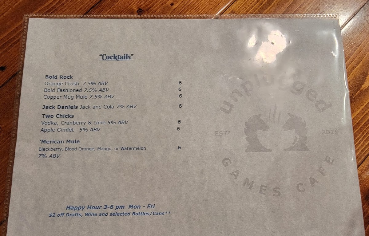 Menu Unplugged Games Cafe-6