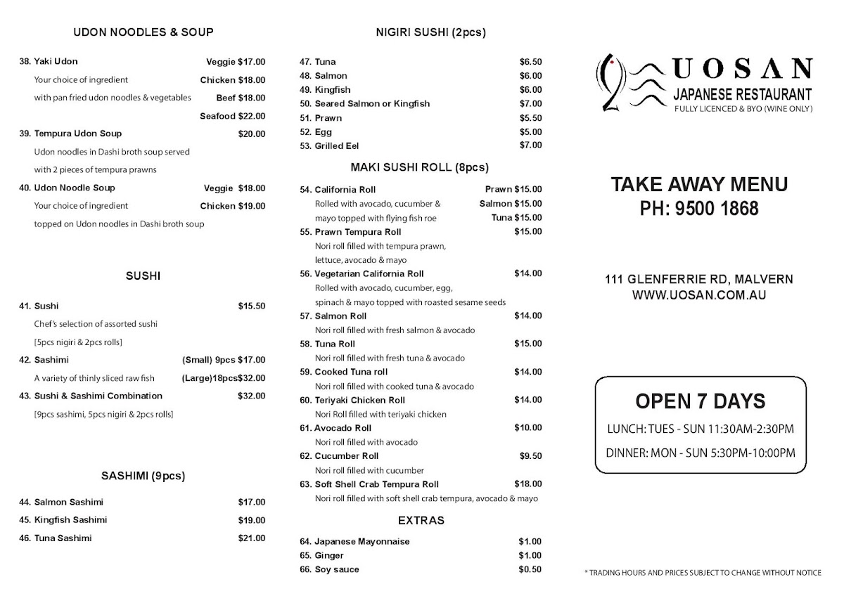 Menu Uosan-9