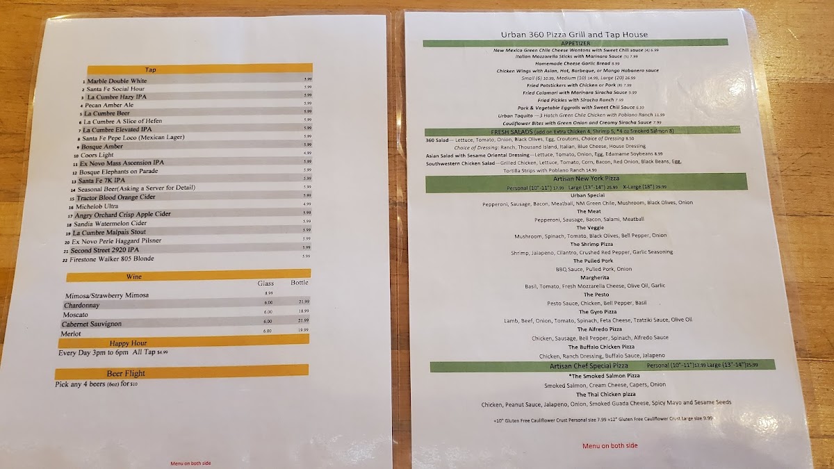 Menu Urban 360 Pizza, Grill And Tap House-6