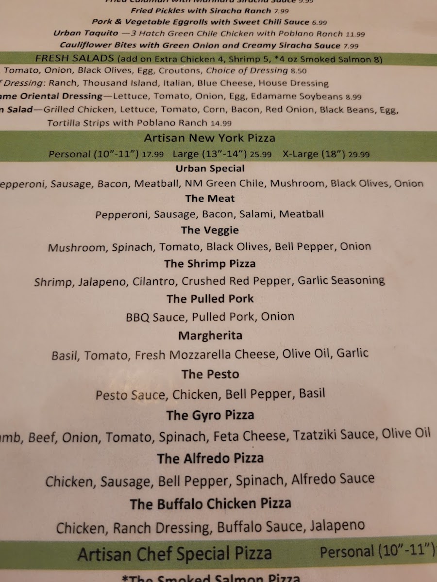 Menu Urban 360 Pizza, Grill And Tap House-8