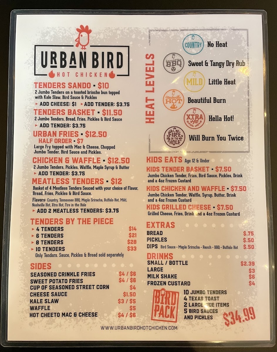 Menu Urban Bird Hot Chicken-1
