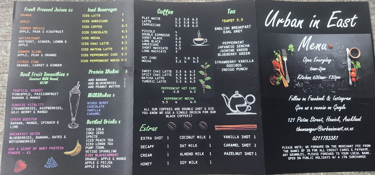 Menu Urban In East-1
