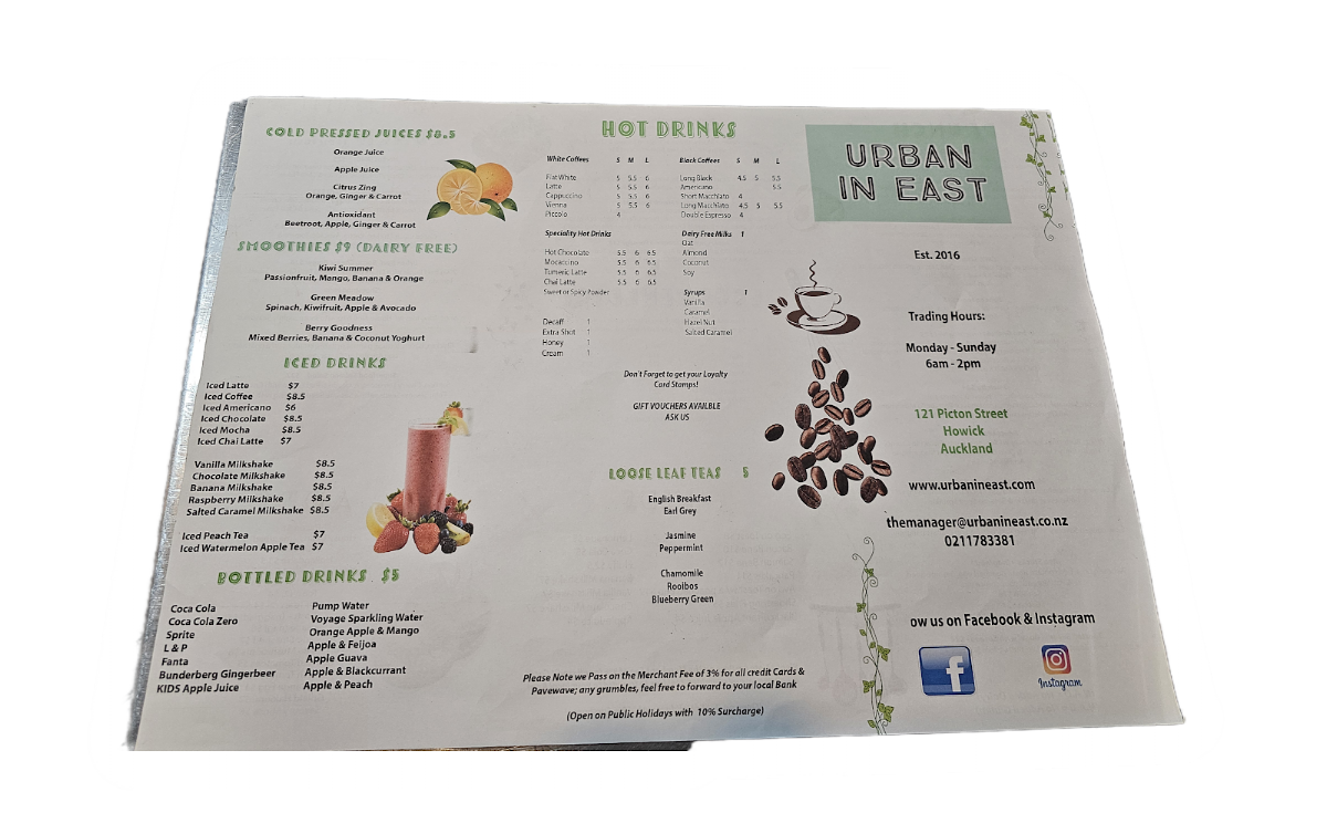 Menu Urban In East-2