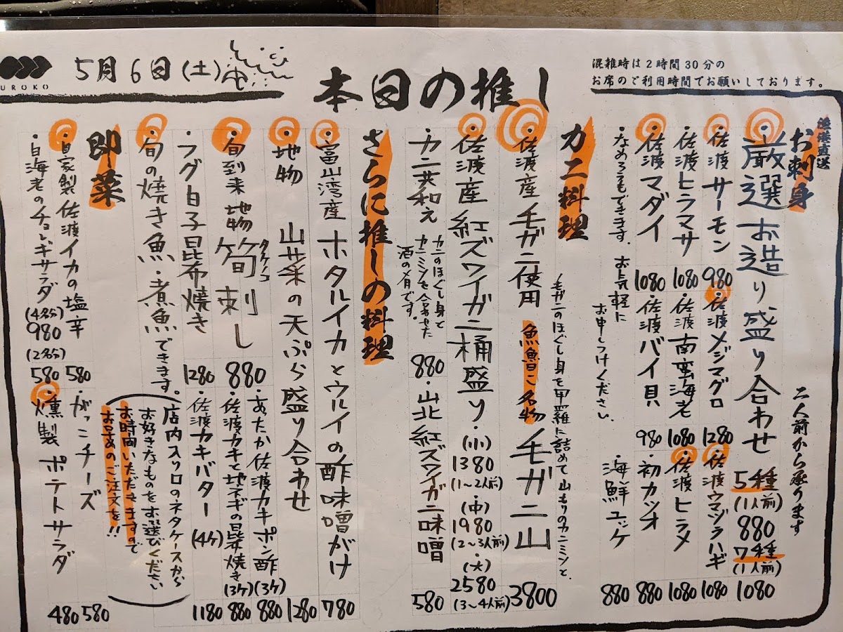 Menu Uroko-1