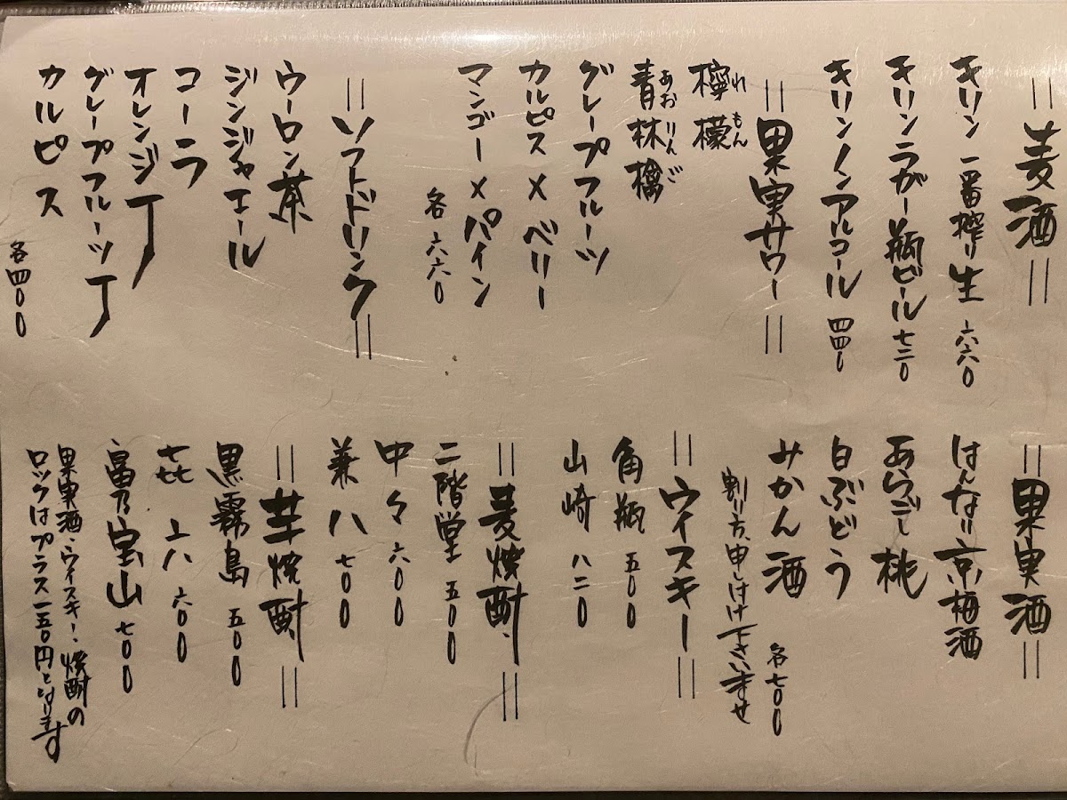 Menu Ushinohone Anaza-1