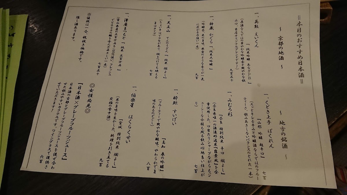 Menu Ushinohone Anaza-4