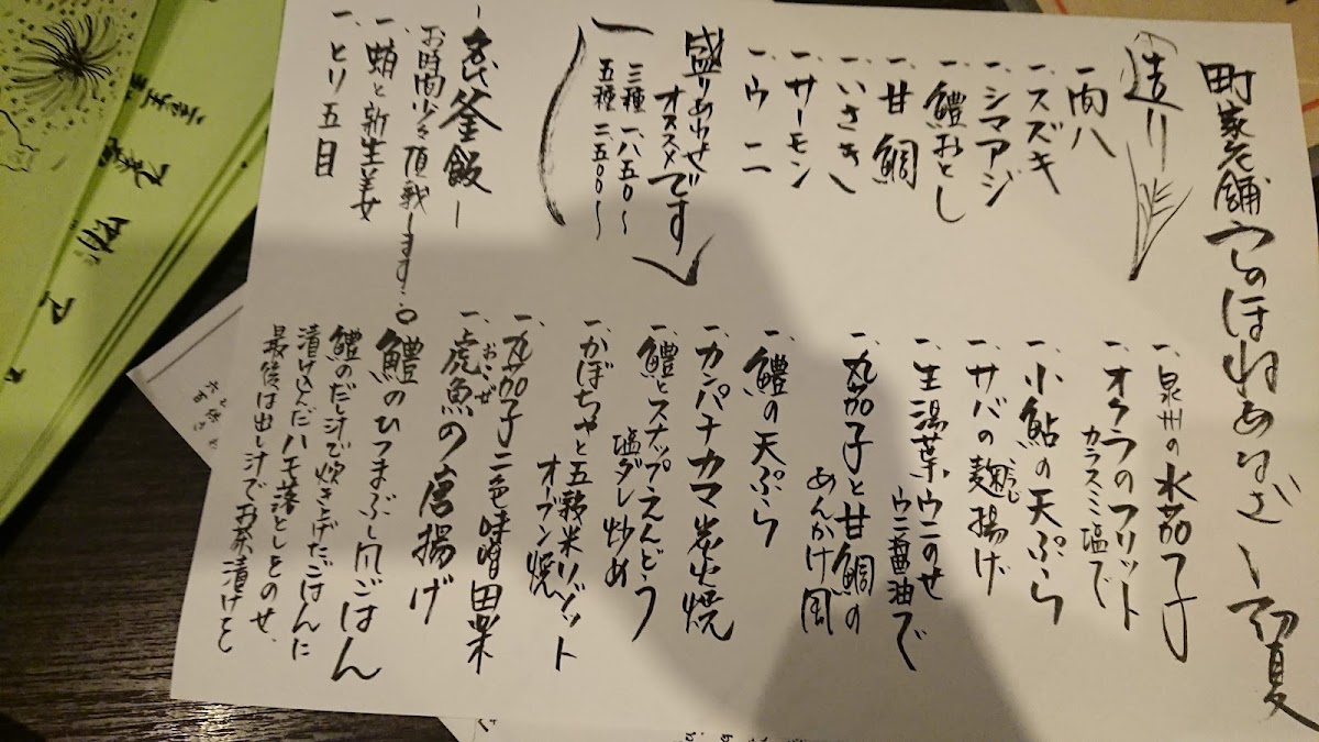 Menu Ushinohone Anaza-8
