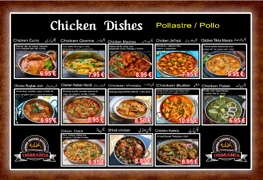 Menu Usmania Restaurant(Halal Food In Barcelona-1