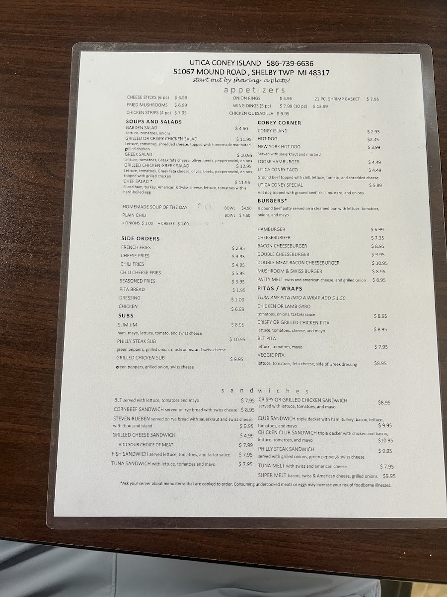 Menu Utica Coney Island-1