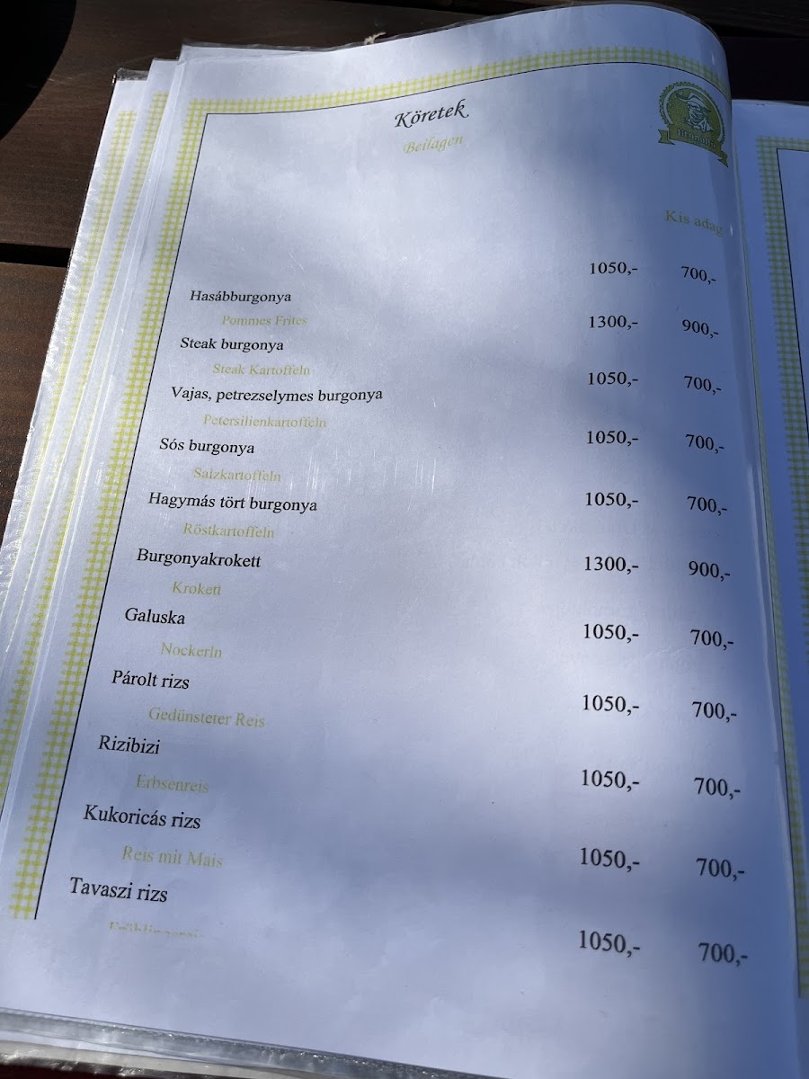 Menu Útonálló Vendéglő-4