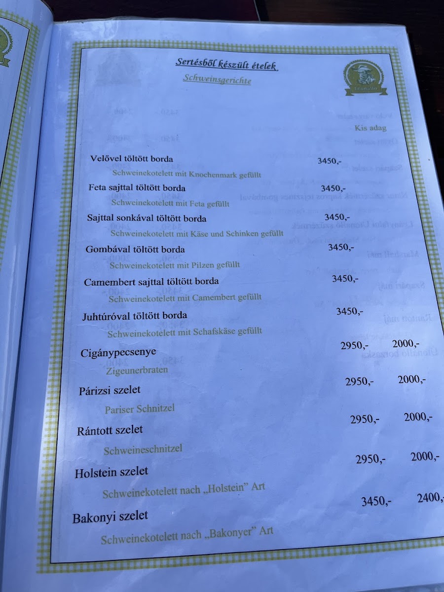 Menu Útonálló Vendéglő-5