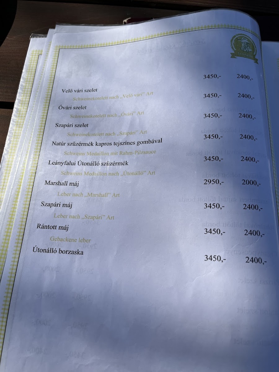 Menu Útonálló Vendéglő-6