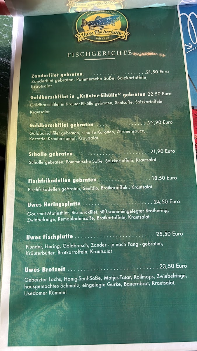 Menu Uwe’S Fischerhütte-5