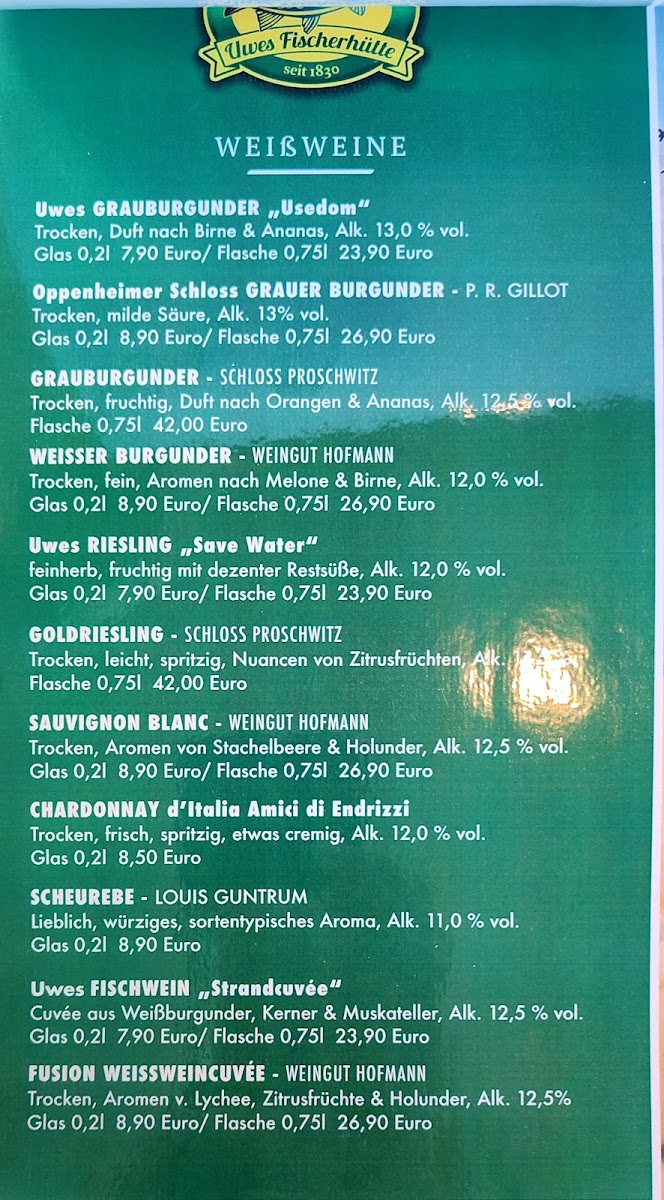 Menu Uwe’S Fischerhütte-9