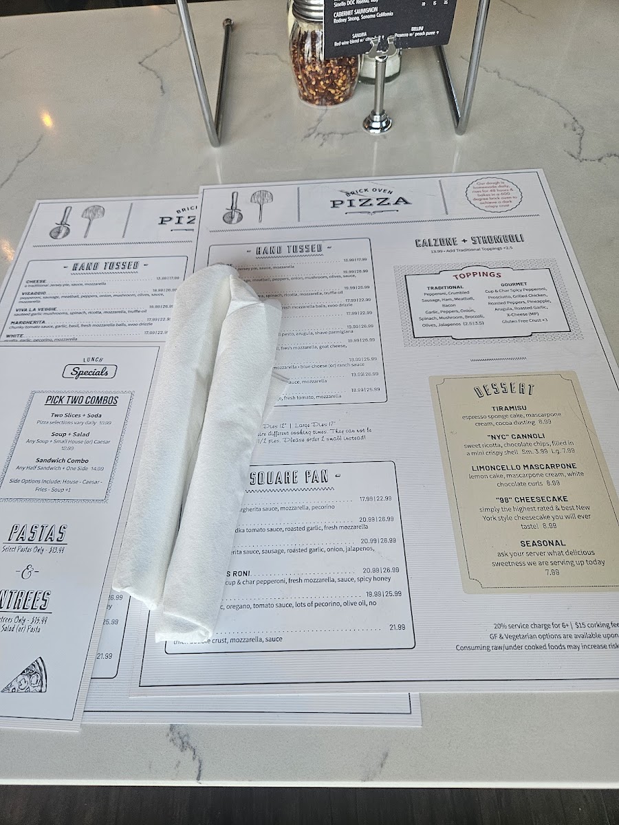 Menu Valentino Pizzeria Trattoria Sr70-1