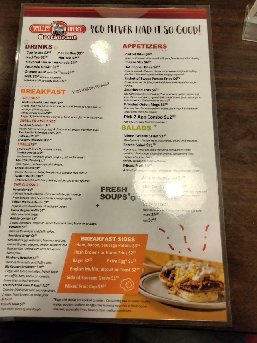 Menu Valley Dairy Restaurant-6