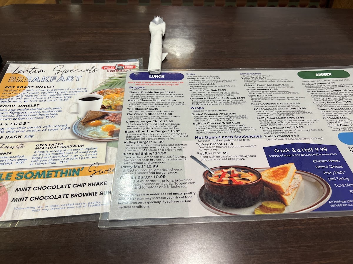 Menu Valley Dairy Restaurant-8