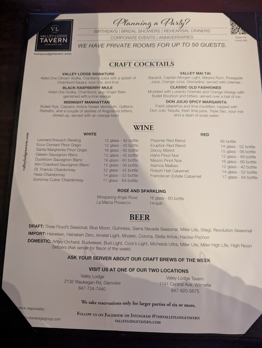 Menu Valley Lodge Restaurant-1