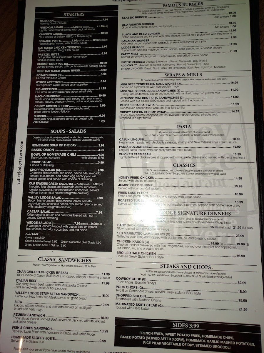 Menu Valley Lodge Restaurant-4