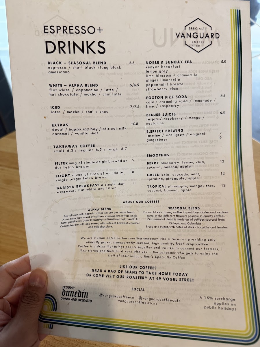 Menu Vanguard Specialty Coffee Co-1