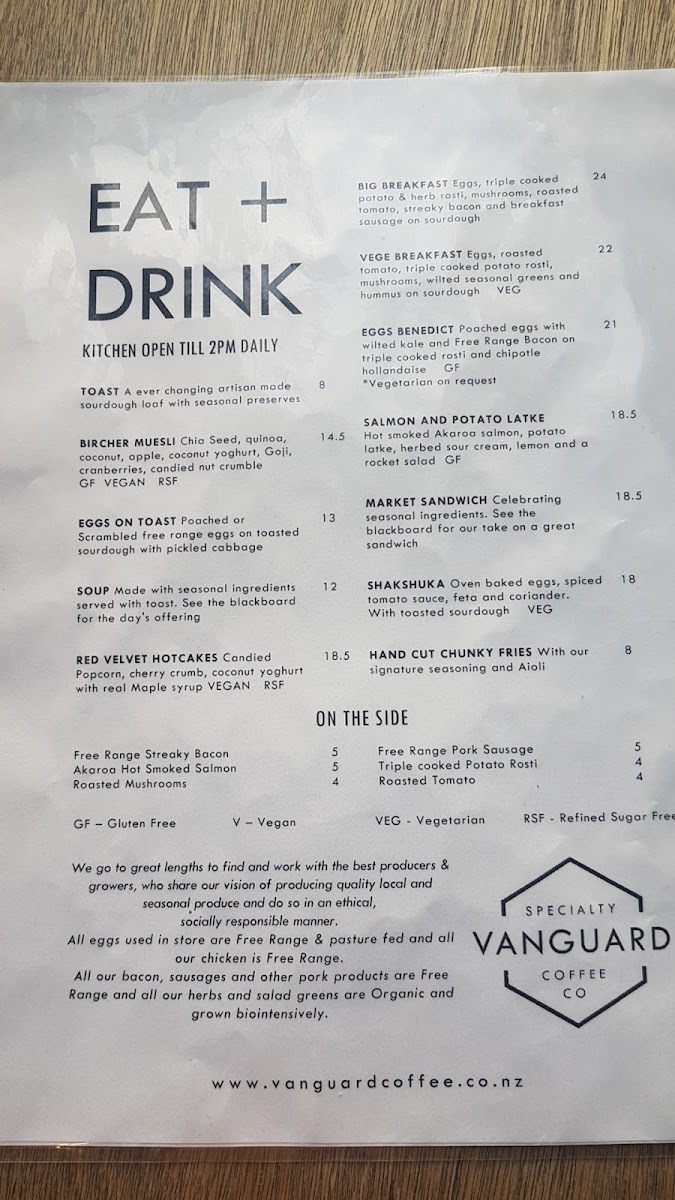 Menu Vanguard Specialty Coffee Co-10