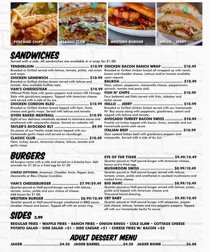 Menu Van's Pizza Pub & Grill-1