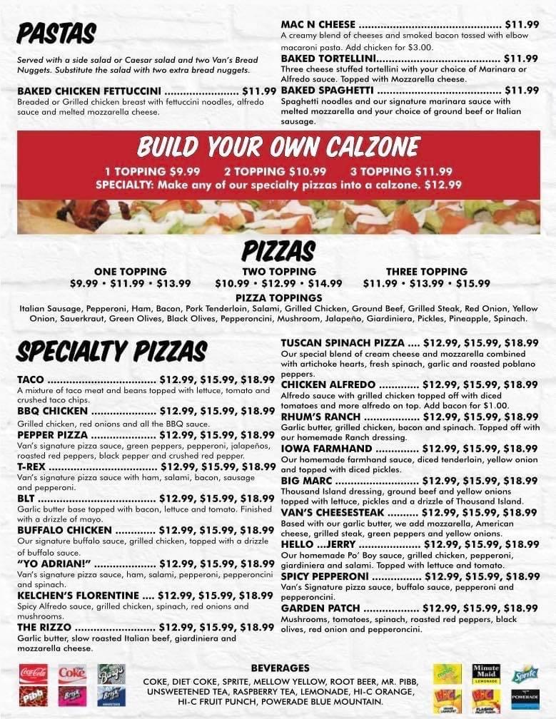 Menu Van's Pizza Pub & Grill-2