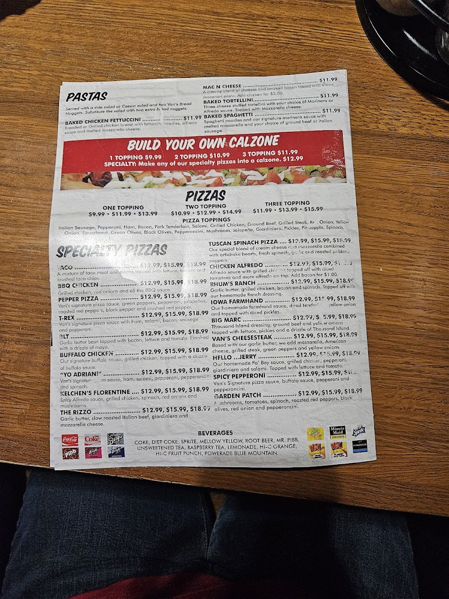 Menu Van's Pizza Pub & Grill-6