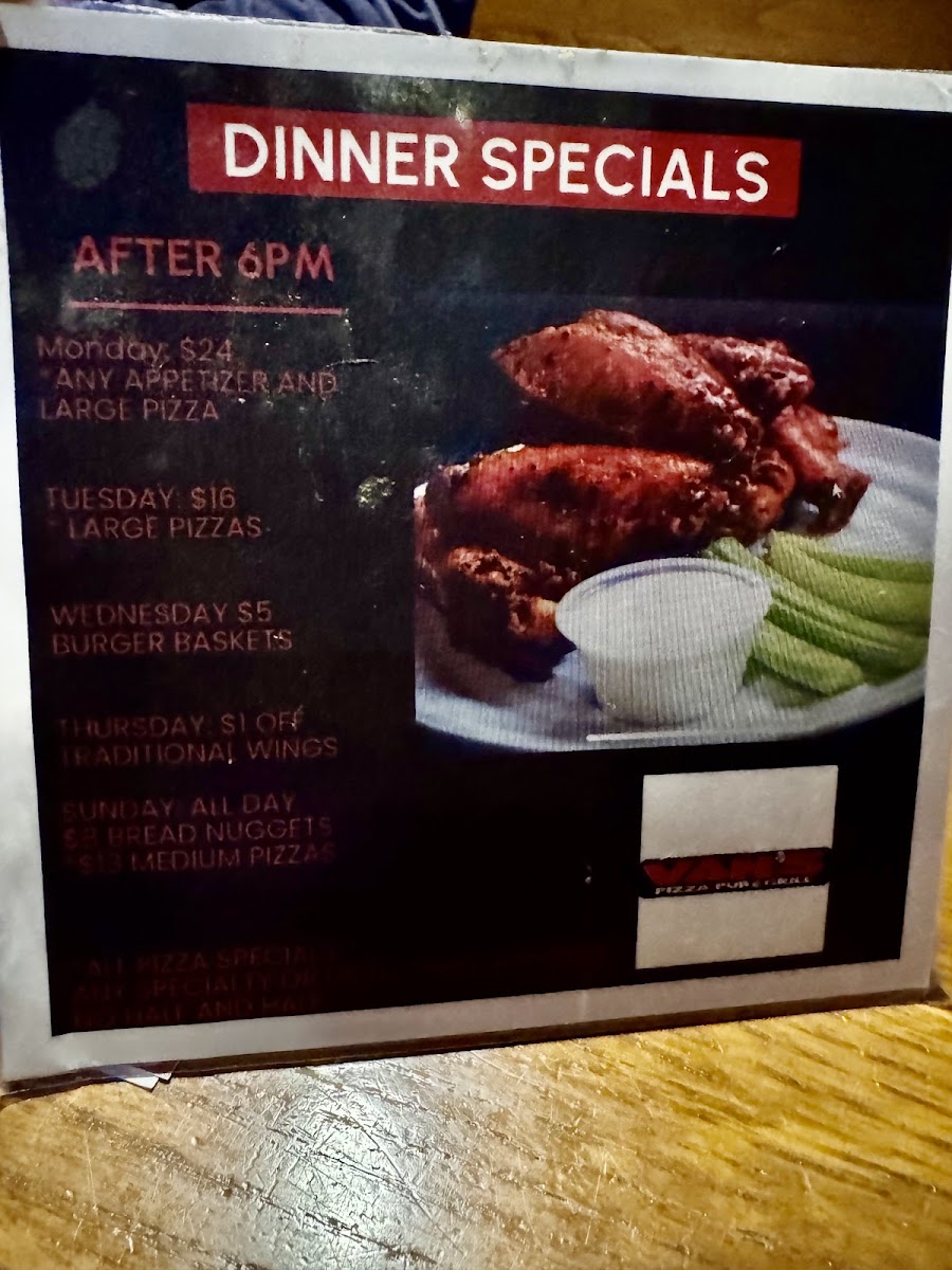 Menu Van's Pizza Pub & Grill-8