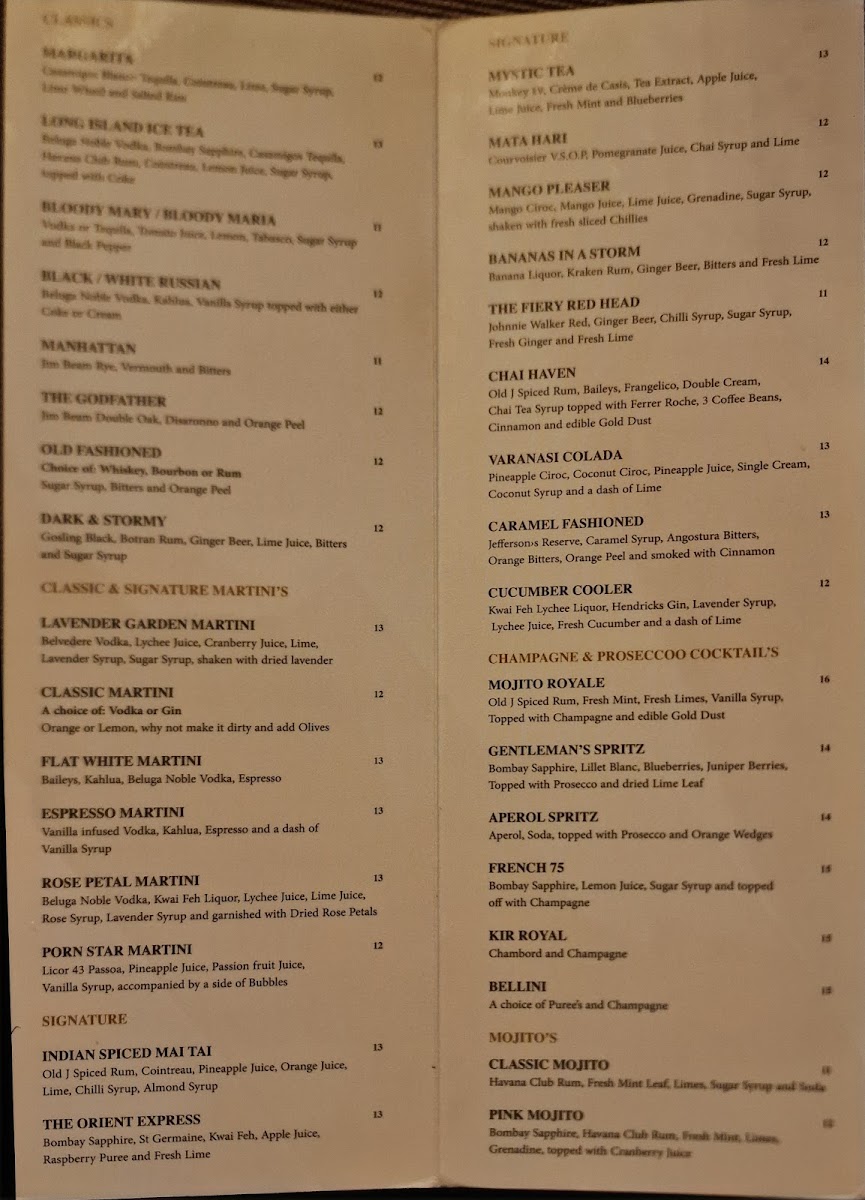 Menu Varanasi-1