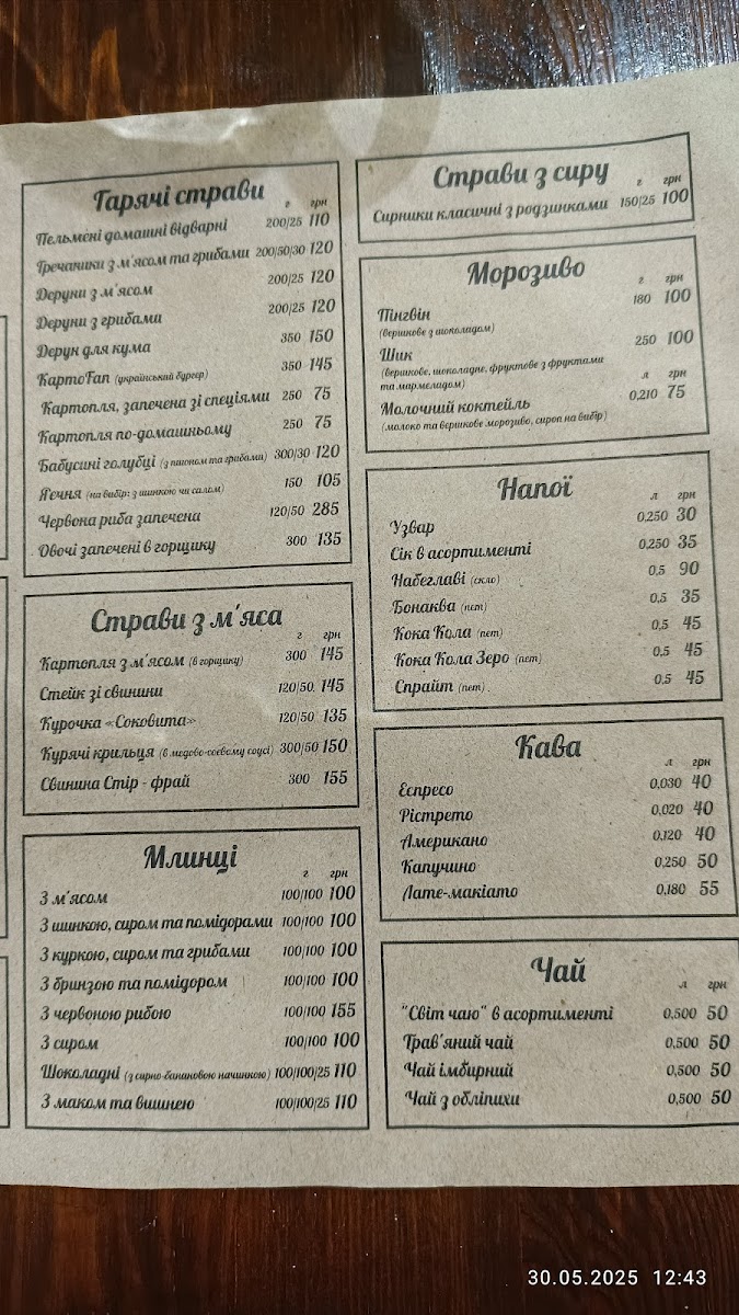 Menu Varenychna-1