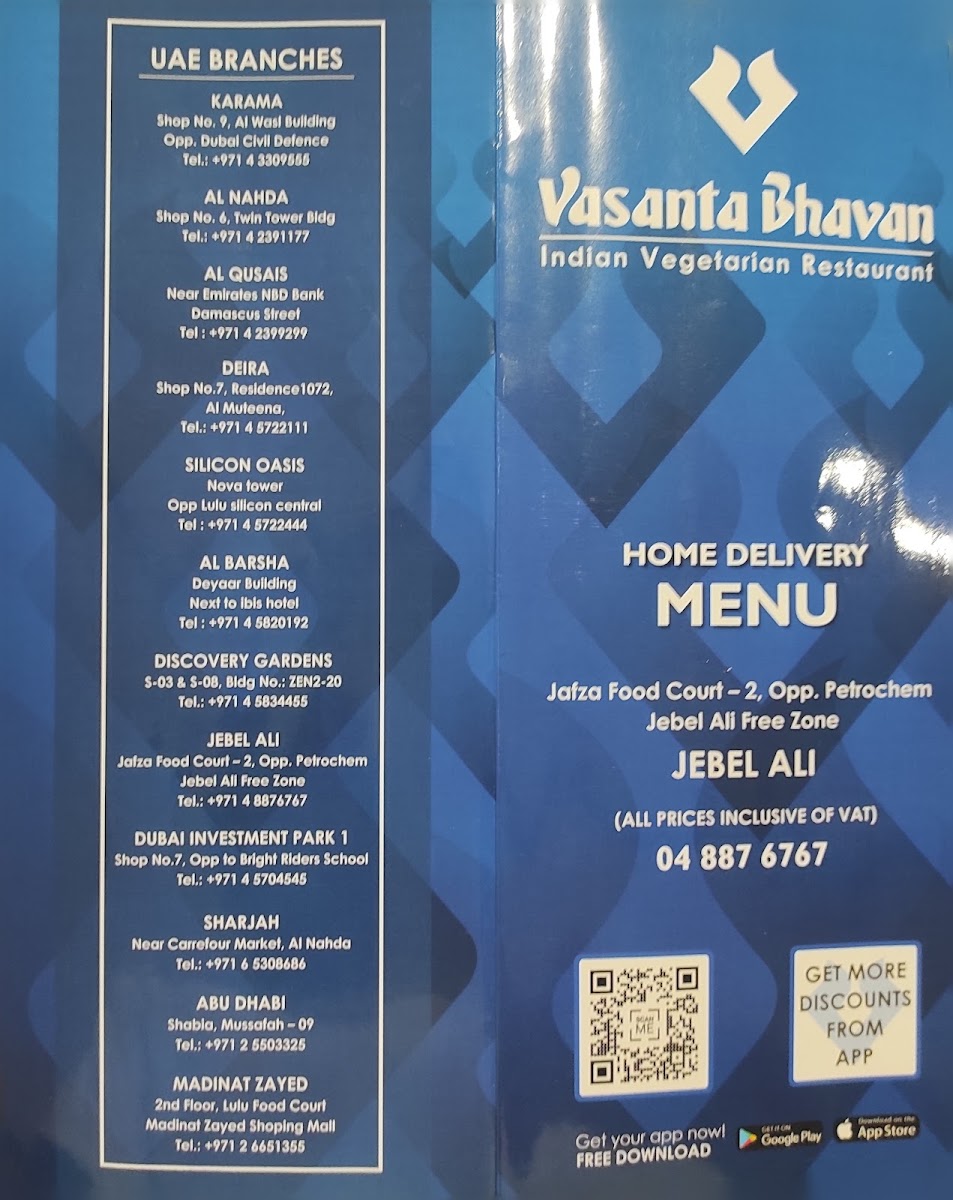 Menu Vasanta Bhavan Restaurant | Jebel Ali Freezone-2