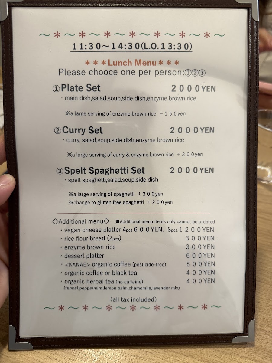 Menu Vegan Restaurant F-4