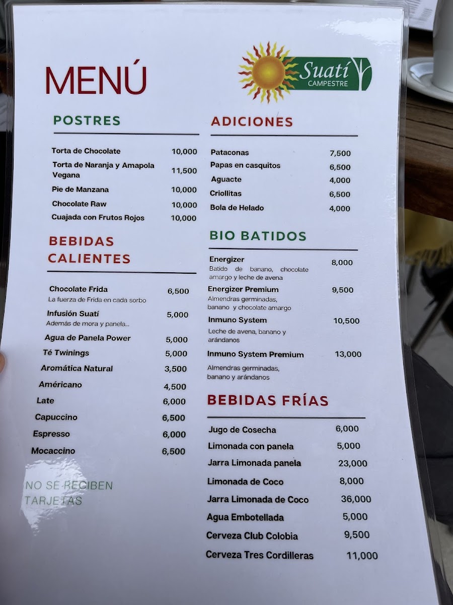 Menu Vegetarian Restaurant Suatí-1