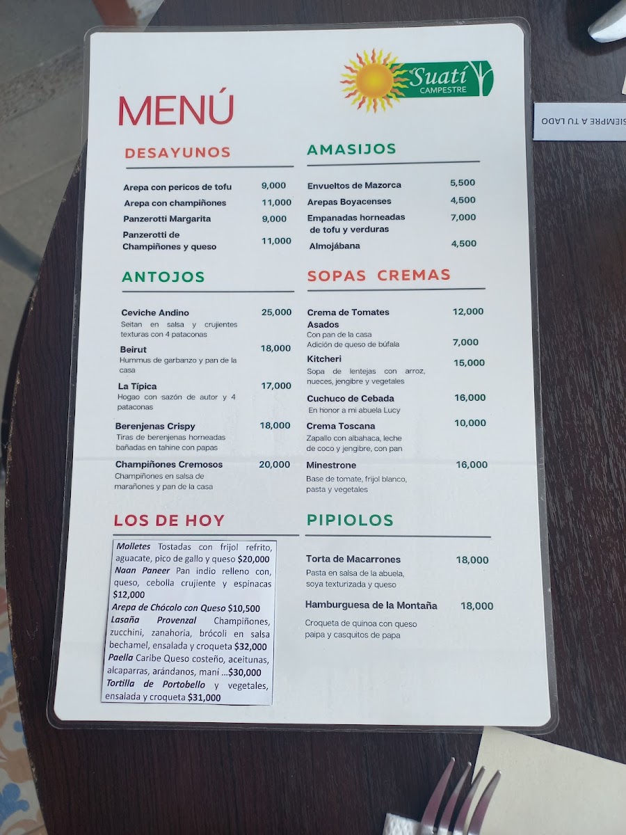 Menu Vegetarian Restaurant Suatí-2