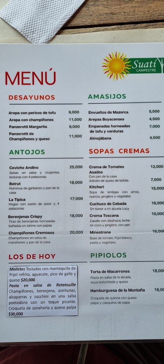 Menu Vegetarian Restaurant Suatí-6